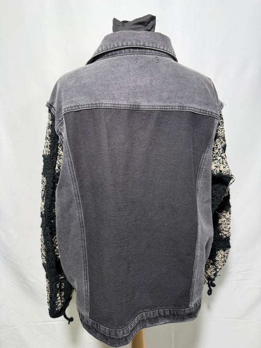 Crochet Sleeve Denim Jacket