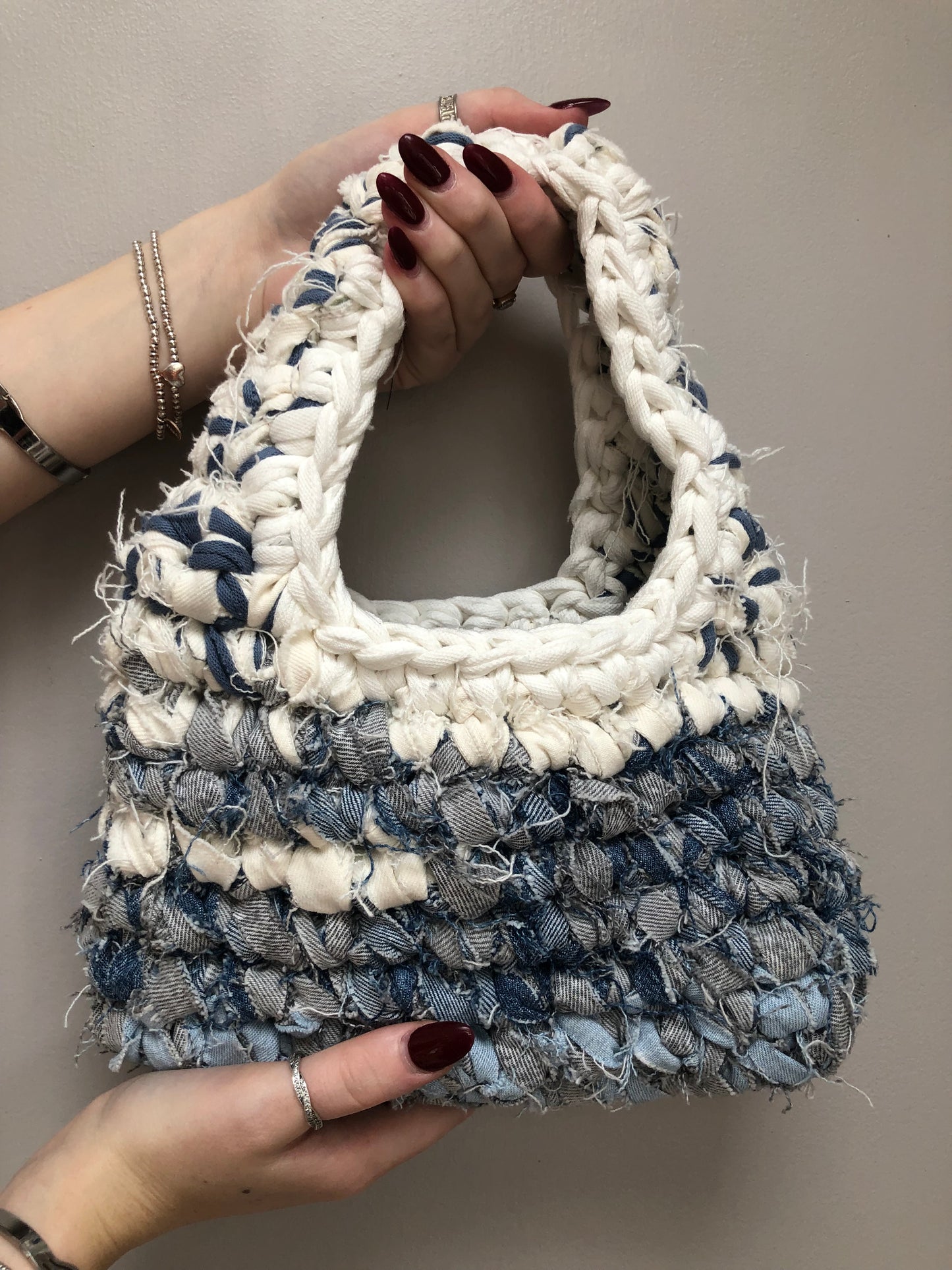 Chunky Denim Crochet Bag
