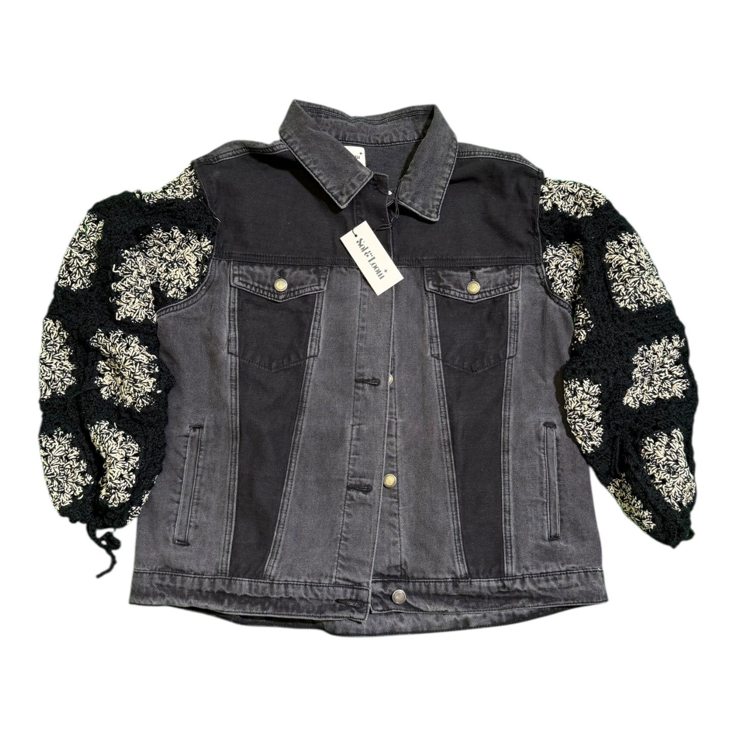 Crochet Sleeve Denim Jacket